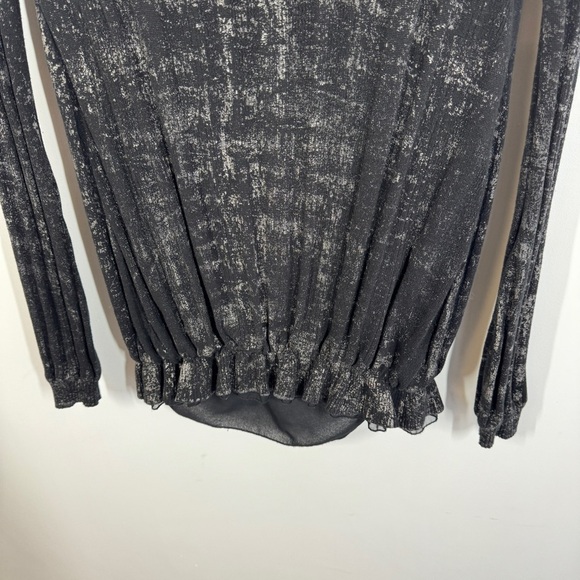 Mais il est où le Soleil? Black Metallic Chic Sheer Silk Blouse Size Small - Picture 7 of 11